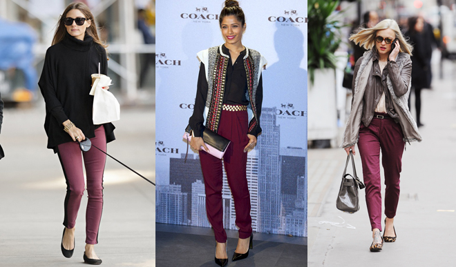 ispirazione pantaloni color marsala