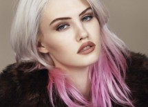 colore capelli grigio e rosa