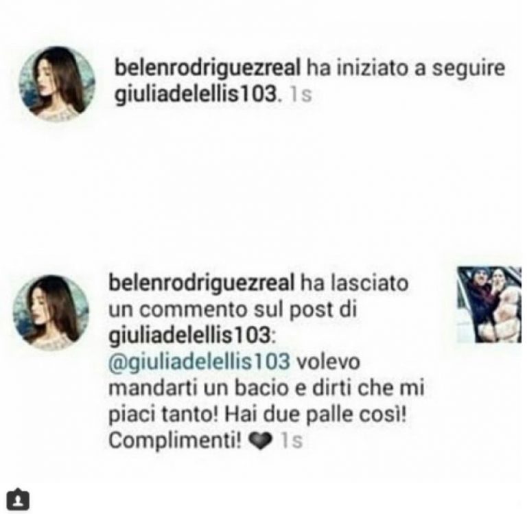 Belen scrive a Giulia