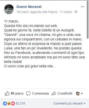 Il commento di Gianni Morandi