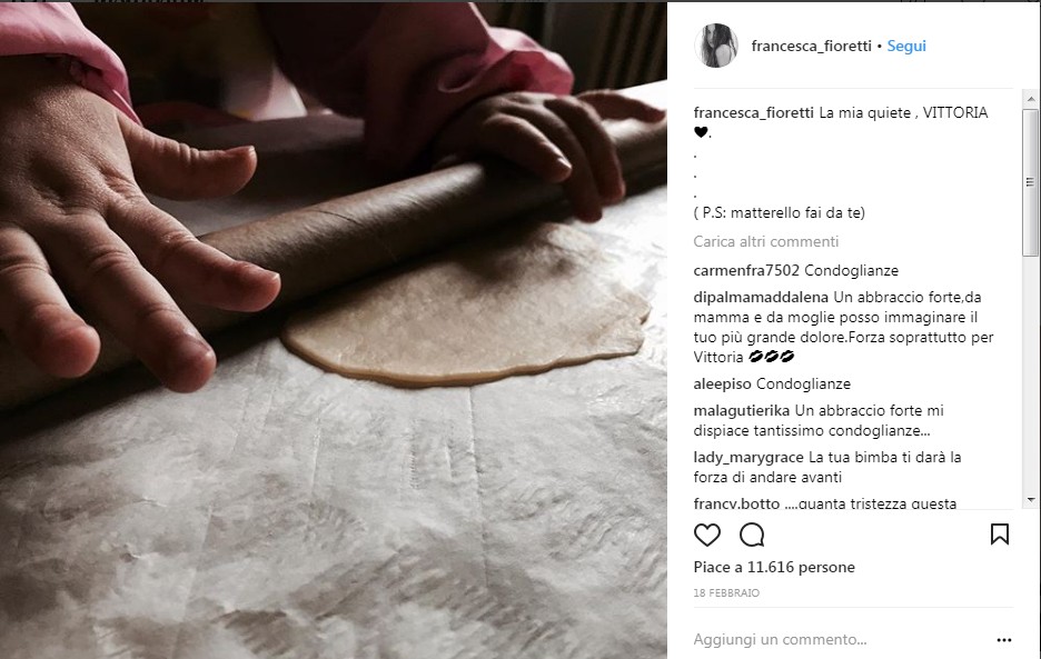 Il post di Francesca su sua figlia