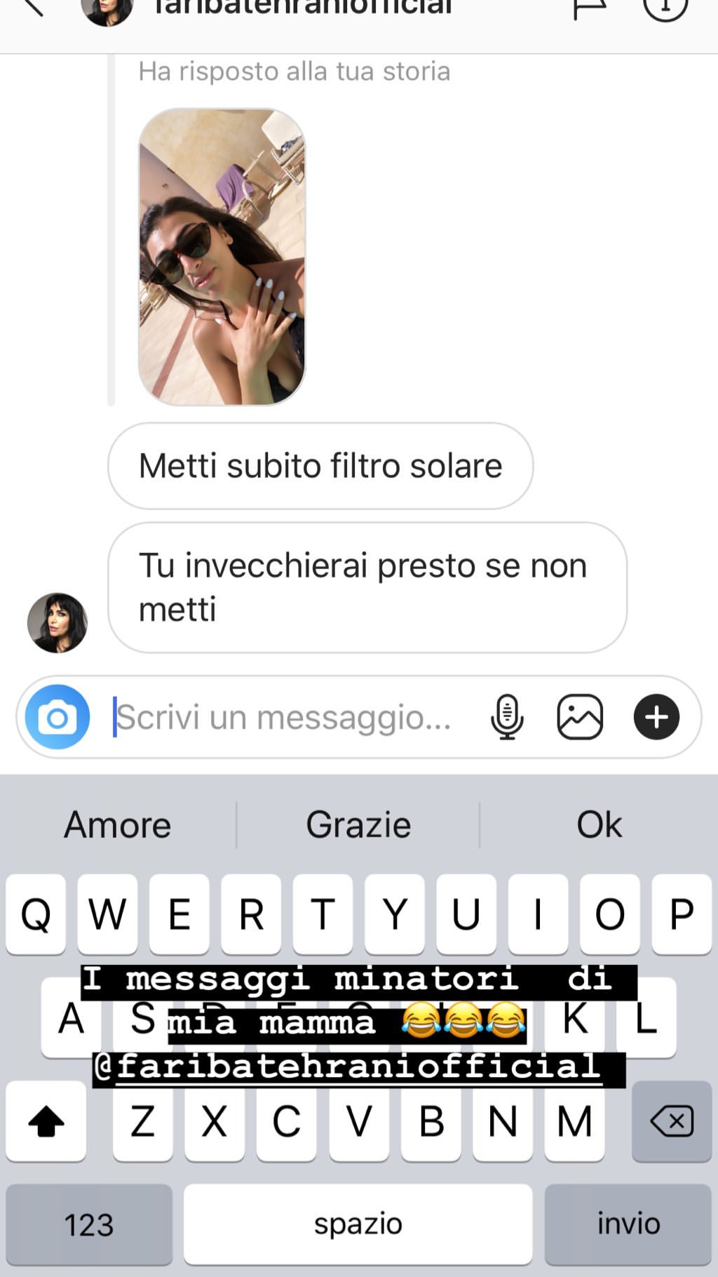 Giulia Salemi Fariba avvertimento