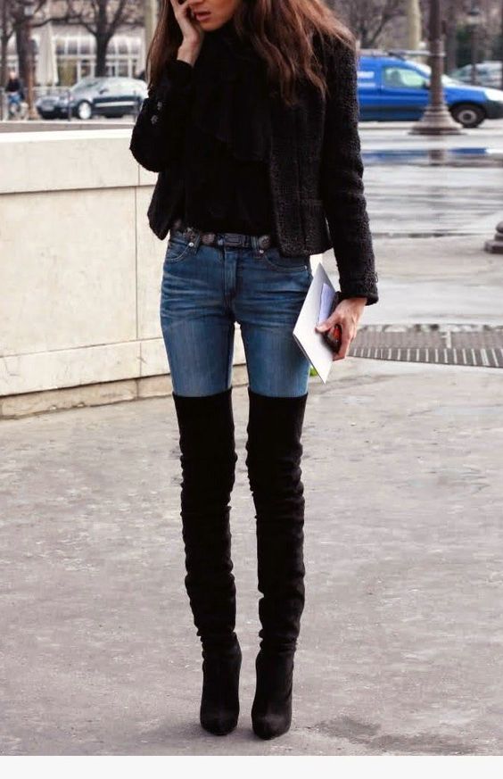 stivali alti neri plateau