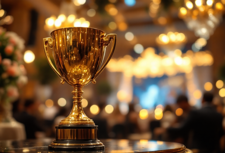 Irene Grandi con il Tapiro d'Oro durante il Festival di Sanremo