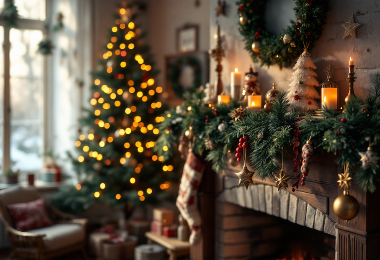 Kendall Jenner con decorazioni natalizie vintage nella sua casa