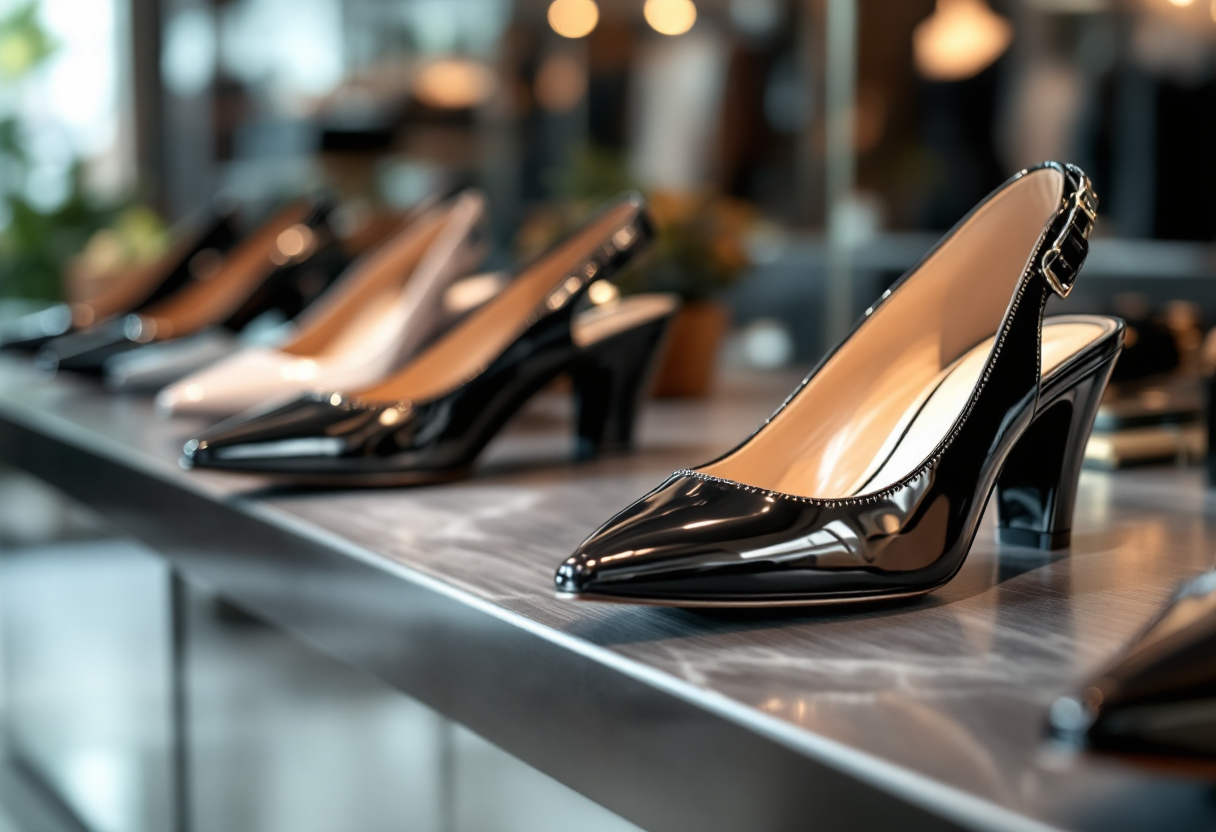Slingback di vernice nera con tacco alto per look elegante