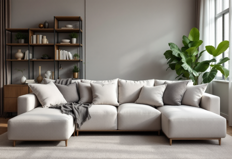 Divano angolare moderno in un salotto elegante