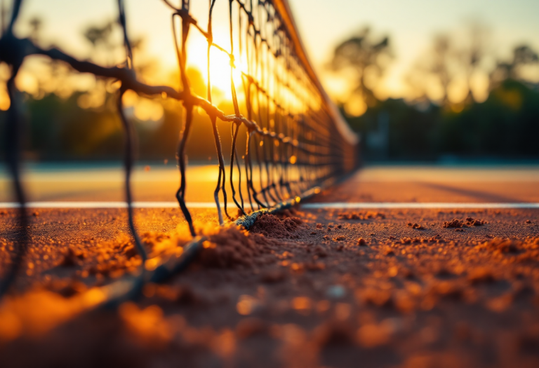 Jannik Sinner in campo durante una partita di tennis