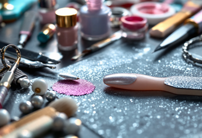 Manicure invernale con smalto argento brillante