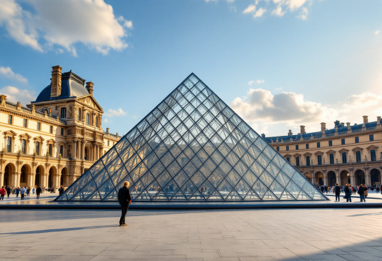Un'opera d'arte al Louvre con elementi di moda