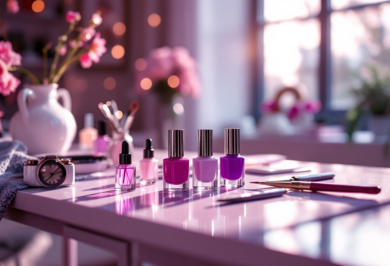 Nail art 2025 con design viola trendy e moderno