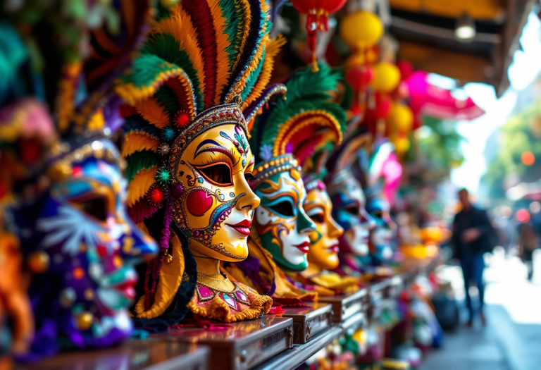Maschere colorate del Carnevale in una festa vivace