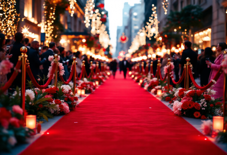 Giorgio Panariello e Claudia Capellini sorridono sul red carpet
