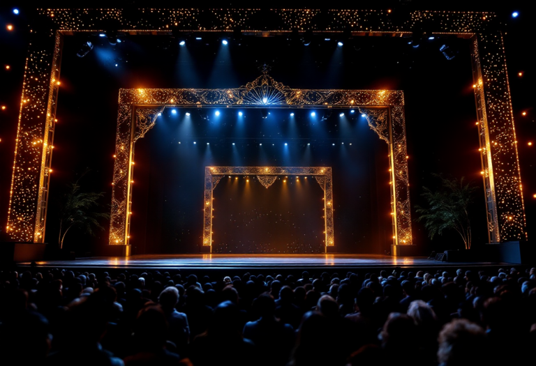 Miriam Leone sul palco di Sanremo 2025 con un abito elegante