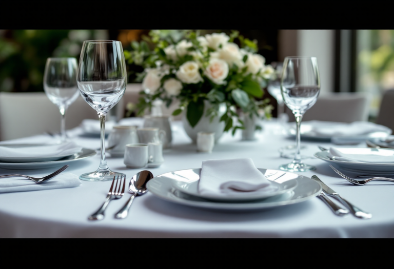 Esempio di mise en place elegante per matrimonio