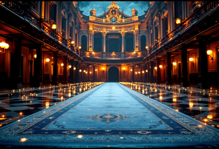 Immagine del tappeto grigio-azzurro di Sanremo 2025 con artisti