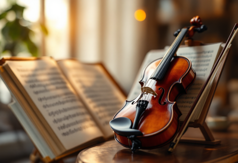 Valentina Del Re mentre suona il violino con passione