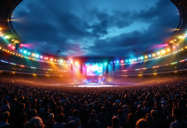 Beyoncé sul palco con le sue figlie durante il tour