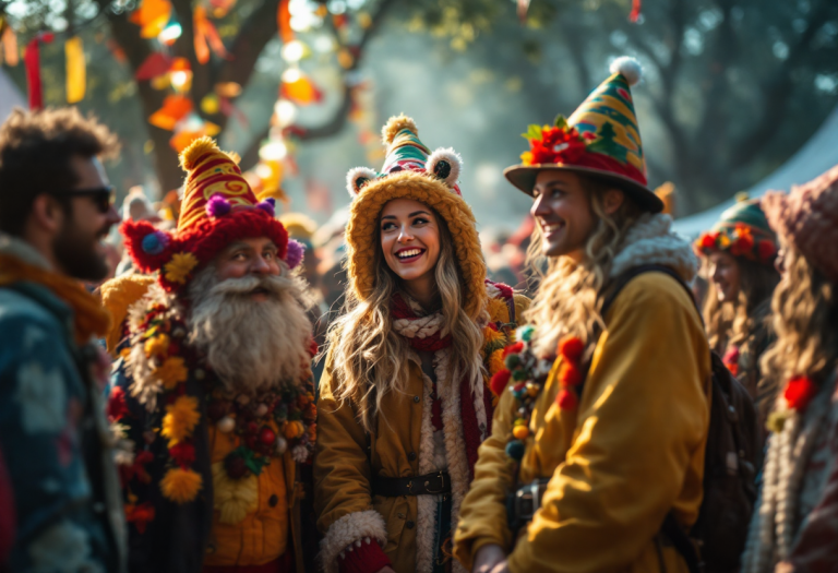 Gruppo di amici in costume durante una festa indimenticabile
