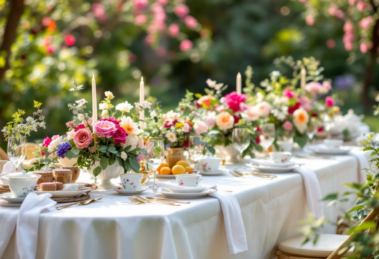 Decorazioni e dettagli di un matrimonio tea party