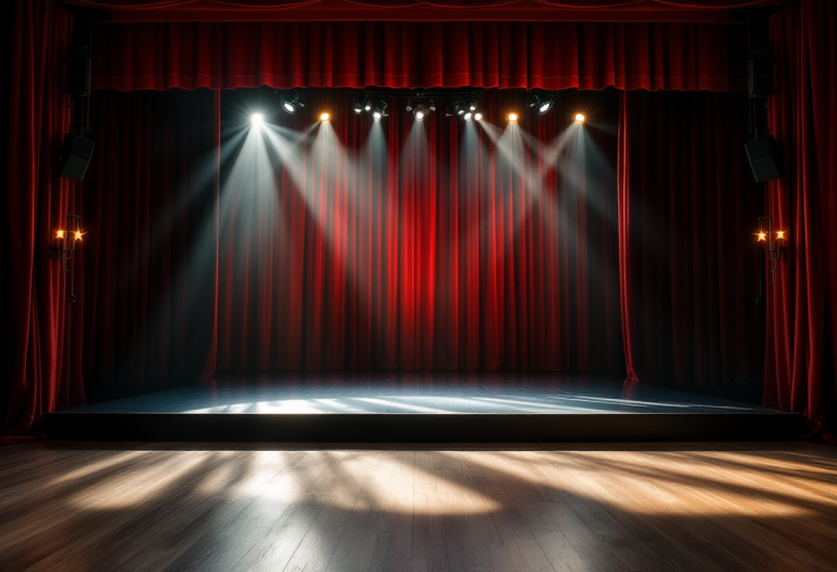 Angelo Pisani sul palco con la figlia Agata durante il debutto teatrale
