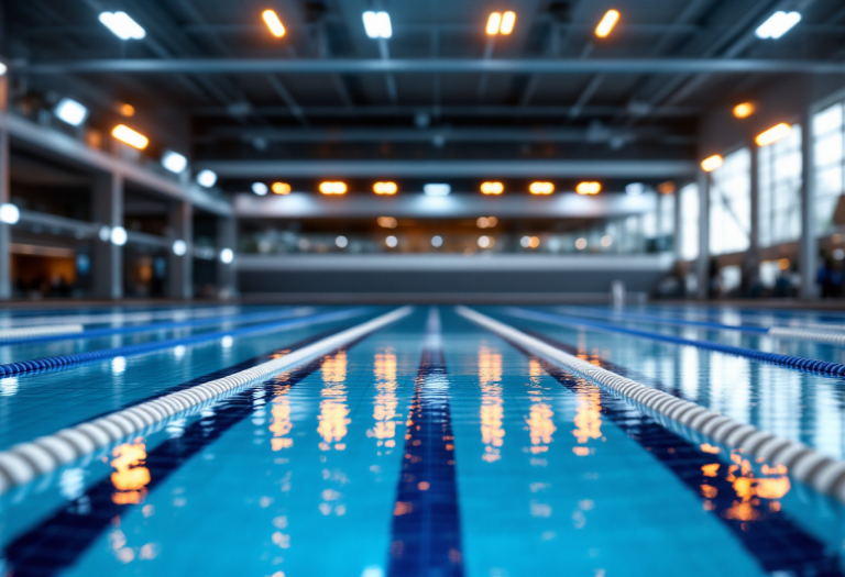 Sara Curtis in azione durante una gara di nuoto