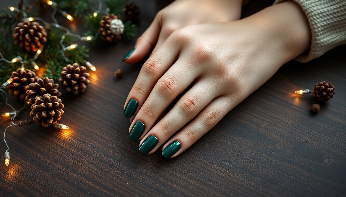 Unghie Verde Bosco: Idee Eleganti per le Festività Invernali